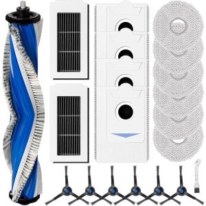 Accessoireset gescht voor Ecovacs Deebot X5 Omni/X5 Pro robotstofzuiger met 1 rolborstel, 2 HEPA-filters, 6 dweilen, 4 stofzakken, 6 zijborstels, 1 reinigingsborstel, reserveonderdelen voor veegmachines