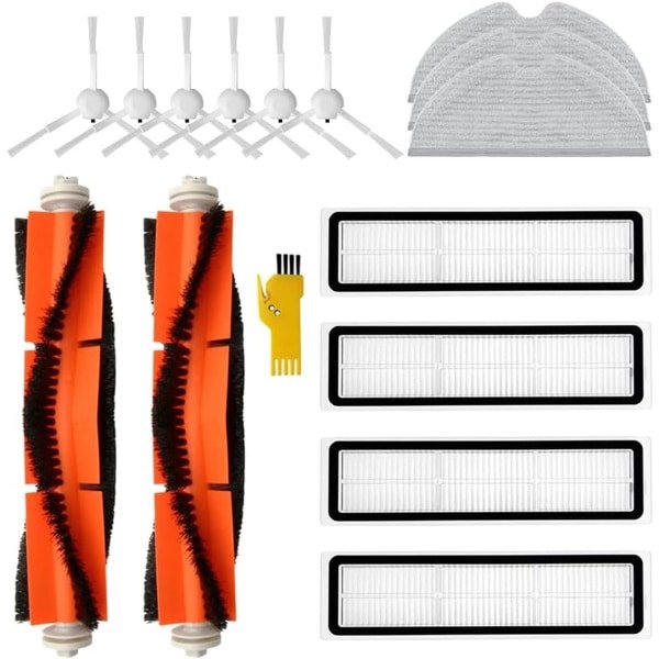 Accessoireset, vervanging gescht voor Dreame D9 Dreame L10 Pro Dreame D9 Max Dreame D9 Pro robotstofzuiger, 15 verpakkingen, 2 hoofdborstels, 4 filters, 6 zijborstels, 3 mopdoeken