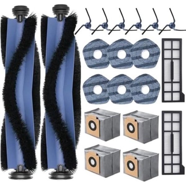 Accessoireset voor Eufy X10 Pro, Omni robotstofzuiger, 4 stofzakken, Saprdii 6 dweildoeken, 2 rubberen rolborstels, 2 filters, 6 zijborstels, reserveonderdelenset X10 Pro, stofzuigerrobot