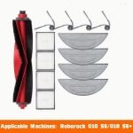 Accessoireset voor Roborock Q10 S5 / Q10 S5 Robotstofzuiger, Reserveonderdelen Inclusief 1 Hoofdborstel, 4 HEPA Filters, 4 Doekjes, 4 Zijborstels