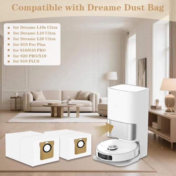 Allecto Plus - Stofzakken Set voor Dreame Robotstofzuigers - Accessoireset met Grote Inhoud - 16 Stuks.