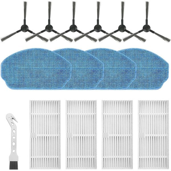 Allecto plus - Accessoires voor robotstofzuiger, 6 zijborstels, 4 filters, 4 schoonmaakdoeken, 1 reinigingsborstels (15 stuks)