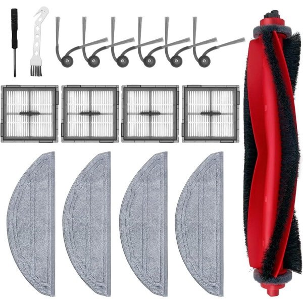 Allecto plus - Accessoireset voor Robotstofzuiger: 17 vervangende onderdelen voor diverse modellen, inclusief hoofdborstel, HEPA-filters, dweilpads, zijborstels en reinigingsborstel.