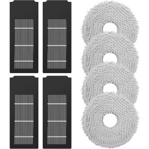 Allecto plus - Accessoireset voor robotstofzuiger, reserveonderdelen, 4 dweilpads, 4 HEPA-filters.