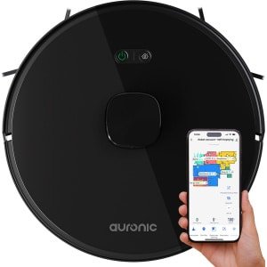 Auronic Robotstofzuiger - Met Dweilfunctie - WiFi en App - Laadstation - Huisdieren - Dweilrobot - Laser Navigatie - Zwart