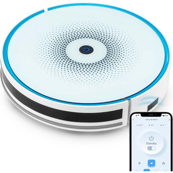 CRLYN® Robotstofzuiger Huisdieren - Stofzuiger Met Laadstation - Stofzuiger draadloos - Wit en Blauw