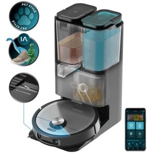 Cecotec Conga ProAI Infinity Robotstofzuiger met Dweilfunctie en Laadstation - Dweilrobot met App - Zelfreinigend - Geschikt voor Huisdierharen - Met Camera