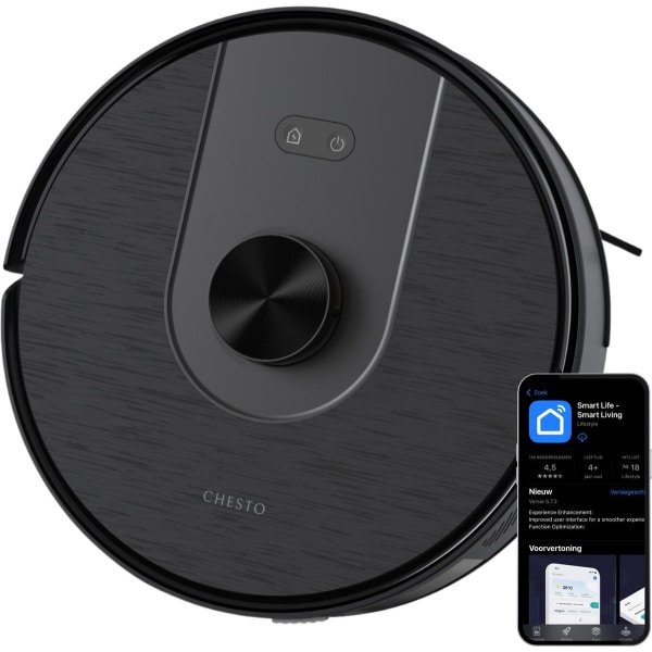 Chesto T2 Pro 3-in-1 Robotstofzuiger met Dweilfunctie - 5000 Pa - Geschikt voor Dierenharen - LDS navigatie - App-besturing
