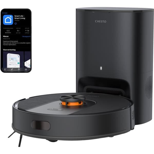 Chesto T2 Pro 3-in-1 Robotstofzuiger met Dweilfunctie - 5000 Pa - Geschikt voor Dierenharen - LDS navigatie - App-besturing - Inclusief Zelflegend Station