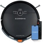 CleanDays Robotstofzuiger met dweilfunctie - Slimme navigatie - Dweilrobot - Robotstofzuiger met laadstation - Werkt met huisdieren - Inclusief Nederlandstalige app & afstandsbediening - D2-001