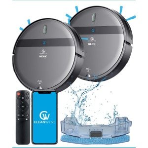 CleanWise Henk Duo Pack - 2× Robotstofzuiger met dweilfunctie en laadstation - 4500 Pa zuigkracht, app- en spraakbediening - ideaal voor huisdieren, harde vloeren & tapijt