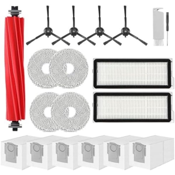Complete Reserveonderdelenset voor Robotstofzuiger - 19 Delen Inclusief Hoofdborstel, HEPA Filters, Stofzakken, Dweilpads, Zijborstels en Reinigingsaccessoires