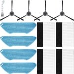 Cosensi - Accessoireset voor robotstofzuiger met 4 filters, 4 dweilpads en 4 zijborstels. Schoonmaakborstel inbegrepen.