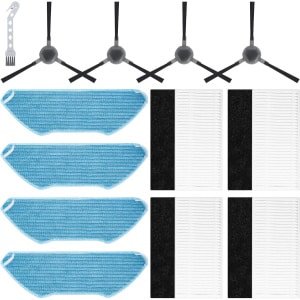 Cosensi - Accessoireset voor robotstofzuiger met 4 filters, 4 dweilpads en 4 zijborstels. Schoonmaakborstel inbegrepen.