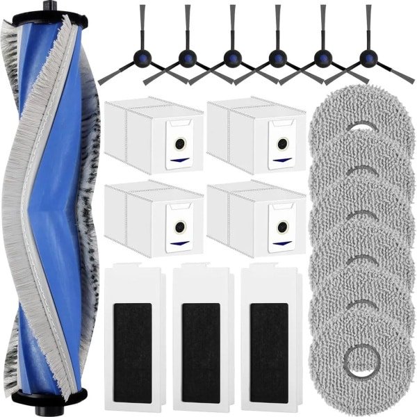 Deze 20-delige accessoirekit is Geschikt voor ECOVACS DEEBOT T30 PRO Omni / T30 Omni / T30 Max robotstofzuigers en bevat 1 rubberen hoofdborstel, 4 stofzakken, 6 dweilpads, 3 filters, 6 zijborstels en reserveonderdelen Geschikt voor robotstofzuiger.