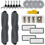 Deze accessoirekit Geschikt voor Dreame L20 Ultra robotstofzuiger bevat 20 reserveonderdelen: 2 rolborstels, 4 filters, 6 zijborstels, 4 dweilpads en 4 stofzakken.