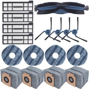 Dolaso Set van 17 vervangende onderdelen voor eufy X10 Pro Omni robotstofzuiger-1 rolborstel-4 zijborstels-4 wasbare filters-4 dweildoeken, accessoires