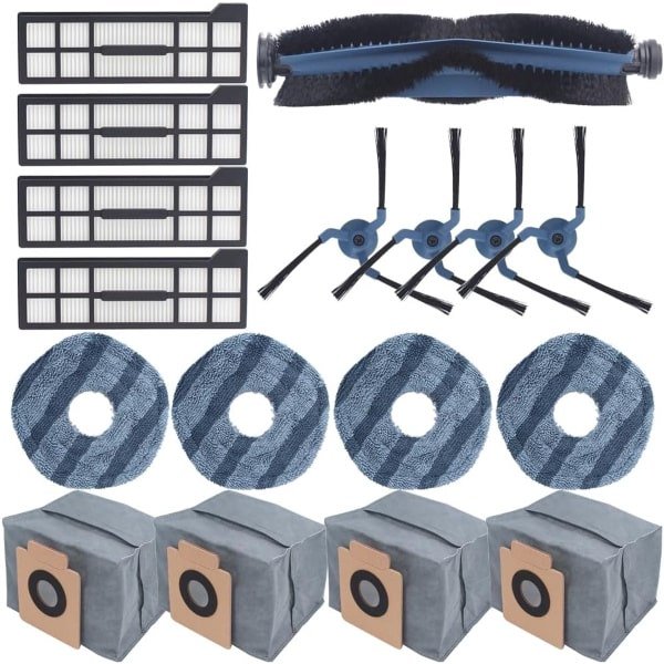 Dolaso Set van 17 vervangende onderdelen voor eufy X10 Pro Omni robotstofzuiger-1 rolborstel-4 zijborstels-4 wasbare filters-4 dweildoeken, accessoires