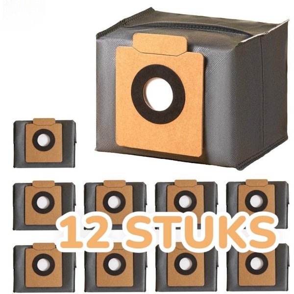 Dutchers® 12 Stuks premium stozuigerzakken geschik voor Eufy Clean X8 Pro/X10 Pro Omni robotstofzuiger, stofzak, accessoireset, reserveonderdelen, grote capaciteit