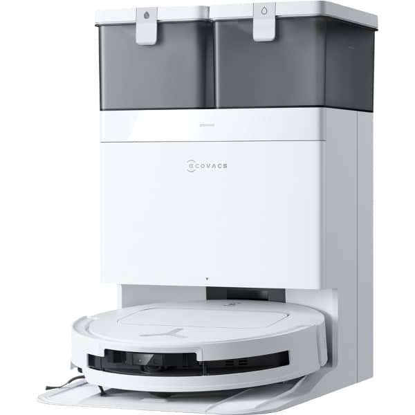 ECOVACS - DEEBOT T50 Omni - Stofzuig en dweilrobot (Wit) - 12.800 Pa zzuigkracht- Zelfreinigende Robotstofzuiger met Warmwater - Dweilsysteem - Automatisch Leegstation - Geschikt voor dierenharen
