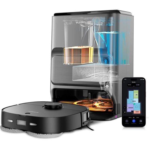 Eureka J12 Black - Robotstofzuiger met dweilfunctie - Lidar navigatie - 5000Pa