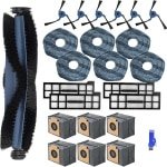 Geschik voor Eufy X10 Pro Omni Robotstofzuiger Vervangende Onderdelen, 24-delige vervangende onderdelen, inclusief 6 stofzakken, 1 hoofdborstel, 4 filters, 6 dweilen, 6 zijborstels, 1 borstel