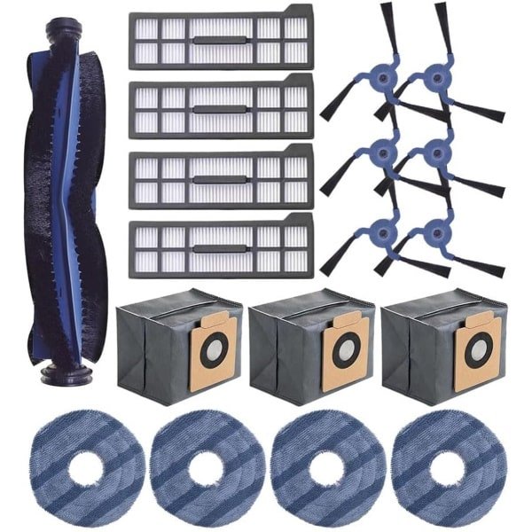Geschikt voor Eufy X10 Pro Omni robotstofzuiger accessoires - 18-delige set vervangstukken: 1 rolborstel, 4 filters, 6 zijborstels, 4 dweilen, 3 stofzakken