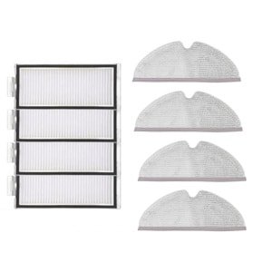 HEPA-filter en wasbare doekjes - geschikt voor Roborock T8/Q7+ / Q7 Max+ robotstofzuigers - reserveonderdelen - schoonmaken - huishoudelijk - set van 8 stuks (4 filters + 4 wasbare doekjes)