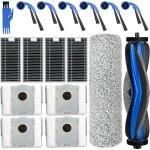 JGS Premium - 17-delige set reserveonderdelen voor robotstofzuiger - Hoofdborstel, dweilroller, zijborstels, filters, stofzakken, gereedschap