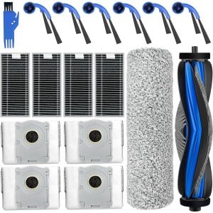JGS Premium - 17-delige set reserveonderdelen voor robotstofzuiger - Hoofdborstel, dweilroller, zijborstels, filters, stofzakken, gereedschap