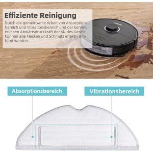 JGS Premium - Wisdoeken set voor robotstofzuigers - Zilverionen Microvezel - Accessoires (lichtgrijs)