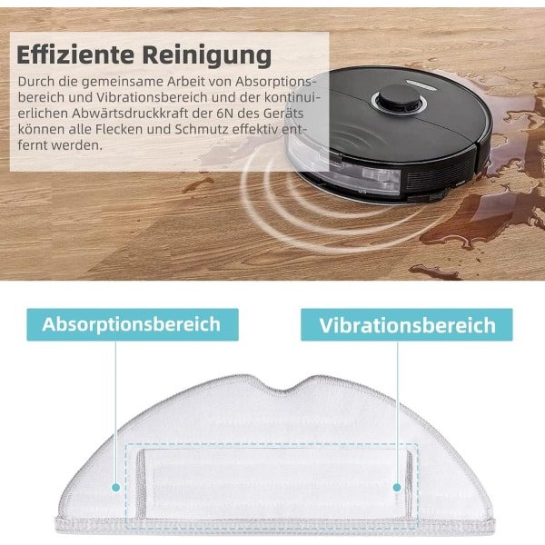 JGS Premium - Wisdoeken set voor robotstofzuigers - Zilverionen Microvezel - Accessoires (lichtgrijs)