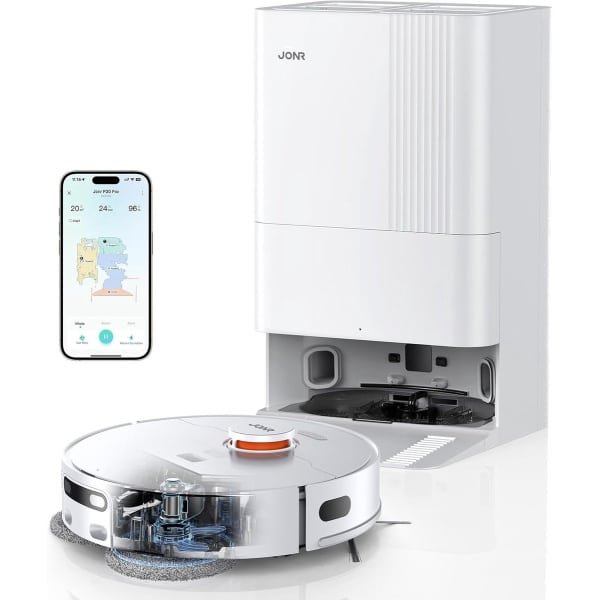 JONR T5 Pro Robotstofzuiger met Uitschuifbare Dweil - 8000Pa Zuigkracht, Automatische Reiniging & Drogen, AI LiDAR Navigatie