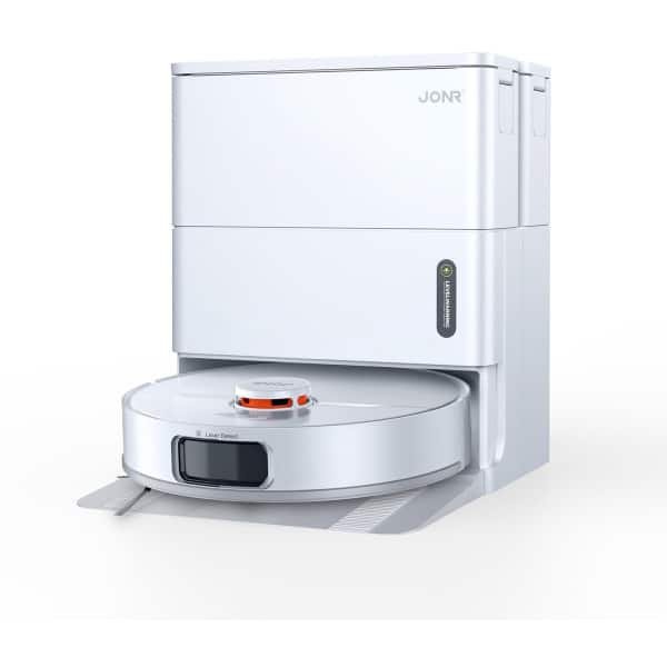 Jonr T5 Pro Gen 2 Robotstofzuiger met dweilfunctie - 15000Pa - 75 °C warme waterreiniging - 45 °C warme lucht snelle reiniging - AI - hindernisvermeiding & 360°-navigatie - Wit
