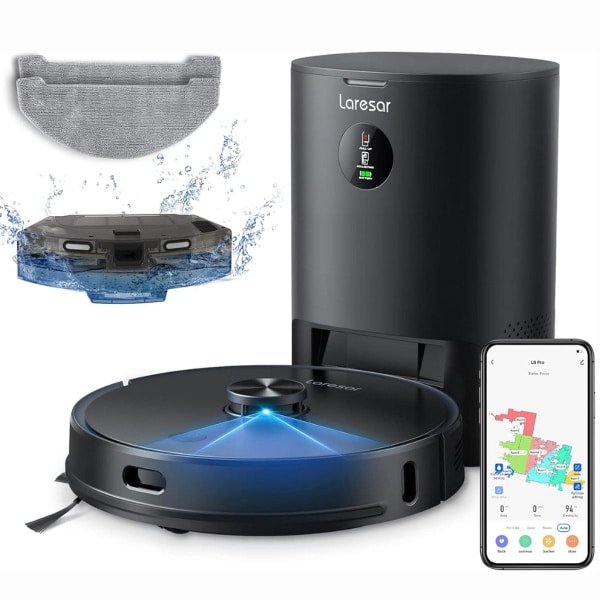 Laresar L6 Pro - Robotstofzuiger met Dweilfunctie - Auto-leegstation 3,5L - 3500Pa Zuigkracht - LiDAR Navigatie - App & Spraakbediening