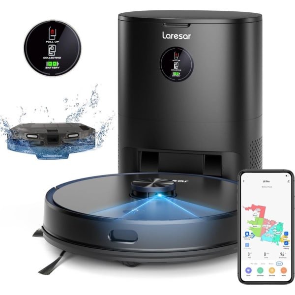 Laresar - L6 Pro - Robotstofzuiger met Mop - 4000Pa Zuigkracht - 3.5L Zelflediging Station - LiDAR Navigatie