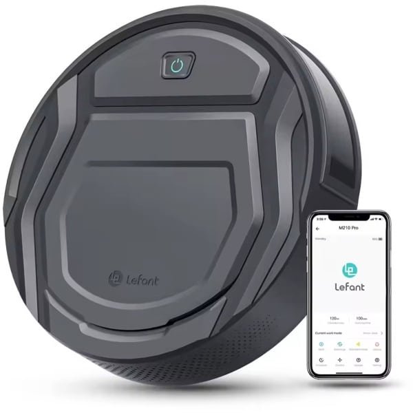 Lefant M210 Pro robotstofzuiger met krachtige zuigkracht van 2200 Pa, 120 minuten looptijd, automatisch opladen en bediening via Wi-Fi, app en Alexa - M210Pro-EU-Black