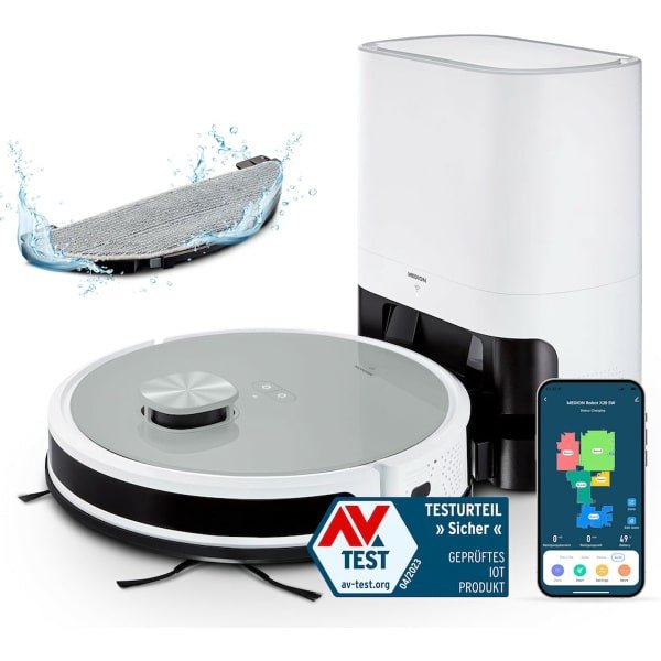 MEDION X21 SW - Robotstofzuiger met afvoerstation - Lasernavigatie - Vermogen 3000 Pa