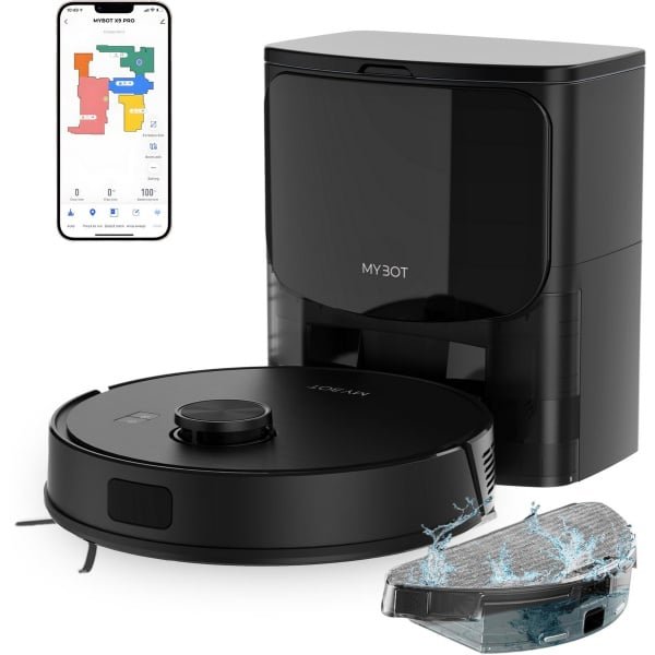 MYBOT X9 PRO - Robotstofzuiger Met Dweilfunctie - 6500PA Zuigkracht - Leegt Automatisch - Ideaal voor Huisdieren - Zelflerende Robotstofzuiger - Met Laadstation - Uitgebreide Mapping - LDS Laser Navigatie - Met leegstation