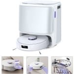 NARWAL Freo Z10 robotstofzuiger en dweil, klitvrij, 15.000 Pa zuigkracht, past zich aan moeilijk bereikbare plekken aan, zelfledigend, dweil wassen en drogen, obstakelvermijding, voor dierenharen en harde vloeren, wit - EU-stekker