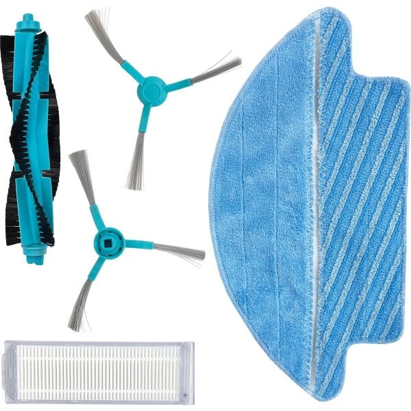 PARTS4® Robotstofzuiger vervangingsset geschikt voor Cecotec Conga 3290 t/m 3790 series | 5-delige set met middenborstel, zijborstel (2 x), lamellen filter, mop doek