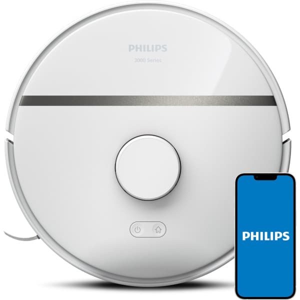 Philips HomeRun Aqua 3000 Series XU3000/02 - Robotstofzuiger met Dweilfunctie - Wit / Metallic - App Connected