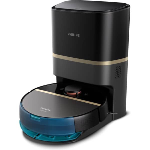 Philips HomeRun Aqua 7000 Series XU7100/01 - Robotstofzuiger met Dweilfunctie - Incl. Laadstation - Zwart / Goud - App Connected