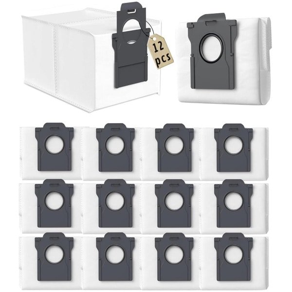 PolkaHome 12 stofzakken geschikt voor Dreame L10s Ultra Gen 2, L10s Pro Ultra, X50 Ultra, X40, X40 Pro, X40 Ultra, X30 Pro Ultra en Mova E30 Ultra robotstofzuigers, stofzuigerzakken