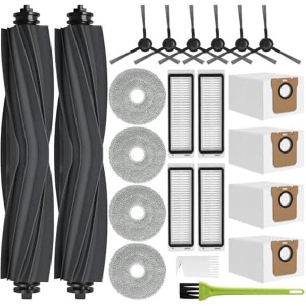 PolkaHome Accessoireset geschikt voor Dreame L20 Ultra / L20 Ultra Complete robotstofzuiger, 6 stofzakken, 2 hoofdborstels, 4 dweildoeken, 4 filters, 6 zijborstels, robotstofzuiger, reserveonderdelen, accessoires