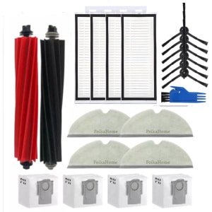 PolkaHome Complete accessoireset geschikt voor Roborock Q8 Max+/Q8 Max/Q5 Pro+/Q5 Pro robotstofzuiger - Inclusief 2 hoofdborstels, 4 HEPA-filters, 4 reinigingsdoeken, 6 zijborstels, 4 stofzakken en een schoonmaakborstel
