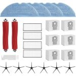 PolkaHome Vervangingsset geschikt voor Roborock S7 S7 Plus S7 MaxV S7 MaxV Ultra robotstofzuiger, Accessoireset voor robotstofzuigers, accessoires , 2 hoofdborstels, 6 stofzakken, 6 zijborstels, 4 HEPA-filters, 4 dweildoek