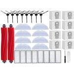 PolkaHome® Vervangingsset geschikt voor Roborock S7 S7 Plus S7 MaxV S7 MaxV Ultra robotstofzuiger, Accessoireset voor robotstofzuigers, accessoires , 2 hoofdborstels, 8 stofzakken, 8 zijborstels, 8 HEPA-filters, 8 dweildoek. Onderdelen.