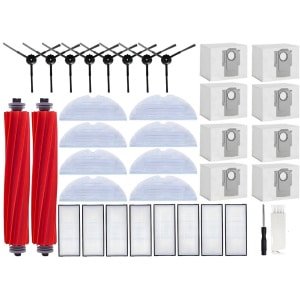 PolkaHome® Vervangingsset geschikt voor Roborock S7 S7 Plus S7 MaxV S7 MaxV Ultra robotstofzuiger, Accessoireset voor robotstofzuigers, accessoires , 2 hoofdborstels, 8 stofzakken, 8 zijborstels, 8 HEPA-filters, 8 dweildoek. Onderdelen.