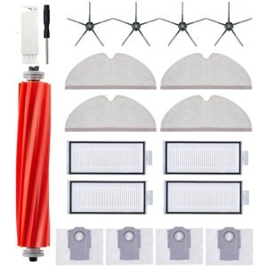 PolkaHome® Vervangingsset geschikt voor Xiaomi Roborock Q7 / Q7+ / Q7 Max+ robotstofzuiger, Accessoireset voor robotstofzuigers, accessoires , 1 hoofdborstels, 4 stofzakken, 4 zijborstels, 4 High-Efficiency filters, 4 dweildoek. Onderdelen.